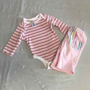 Old Navy Pink and White Striped Newborn 2-piece set